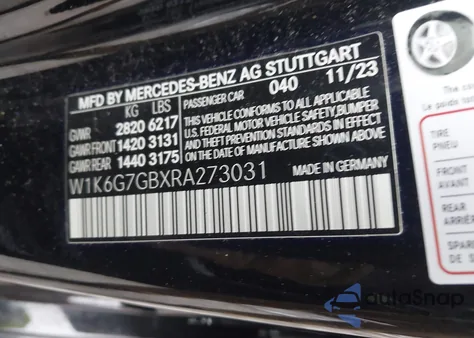 2024 Mercedes-Benz S 580 4Matic from USA, damaged, VIN W1K6G7GBXRA273031